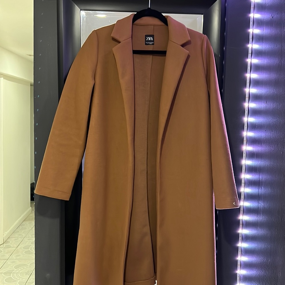 Long, brown pea coat